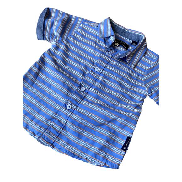 Ben Sherman Blue Striped Casual Button Up Shirt Infant Boys 12 mo - Picture 4 of 7